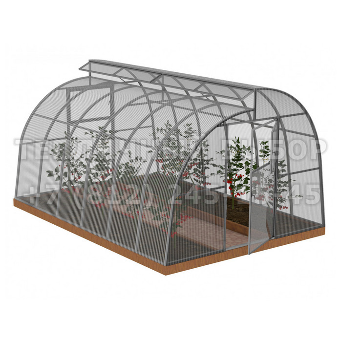 Теплица из поликарбоната Усиленная По Митлайдеру 3х4 h=2.2 м профиль 25х25 мм 