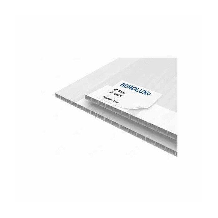 Сотовый поликарбонат 6 мм BEROLUX опал 2100х6000 мм